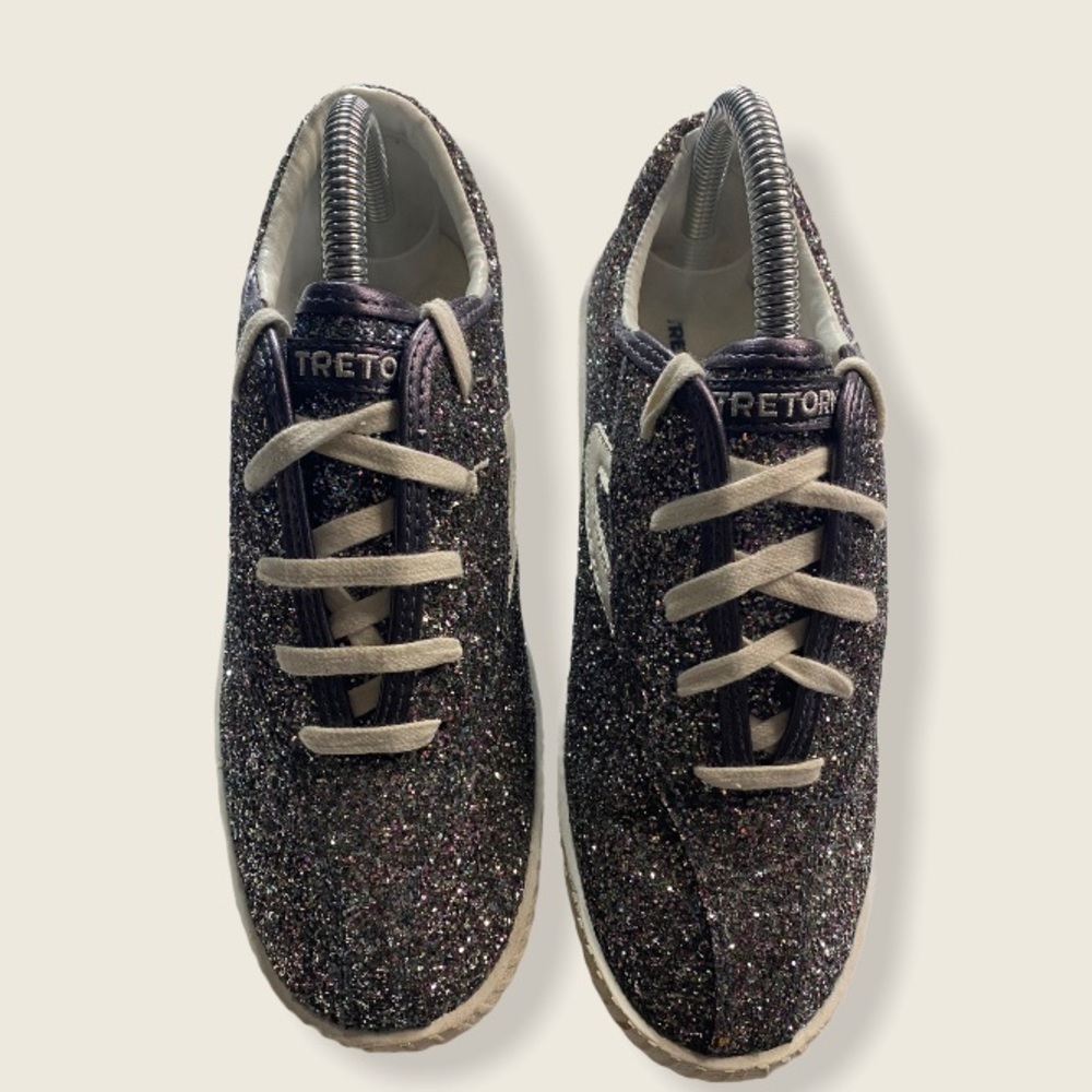 Tretorn NYLITE Sugar White Glitter Sneakers Sz 5